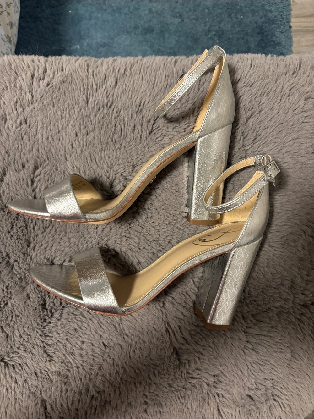 Sam Edelman Silver Open-Toe Ankle-Strap Sandals - Picture 3 of 5